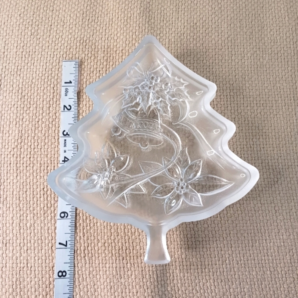 2 Pressed Glass Christmas Tree Candy Dishes EUC - Picture 5 of 6